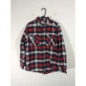 Field & Stream Red Black Flannel Checkered Long Sleeve Button Shirt Men Size M